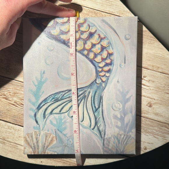 Mermaid Tail in Ocean Coral Reef Print Wrapped Canvas 5”x7” Wall Decor - Picture 7 of 7